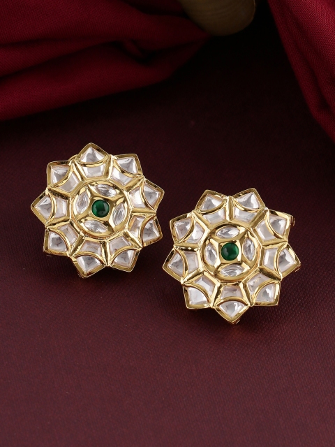 

Tistabene Gold-Plated Green Meenakari Floral Studs