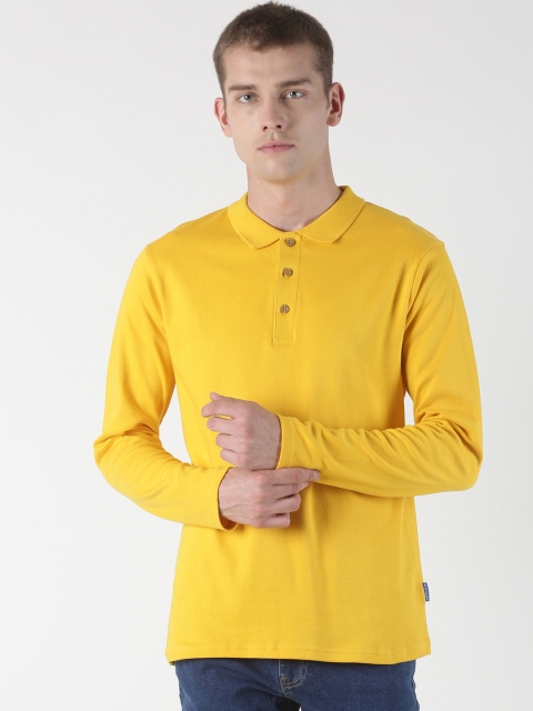 

Blue Saint Men Yellow Solid Polo Collar T-shirt