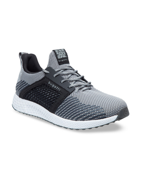 

Bugatti Men Grey & Blue Woven Design Sneakers