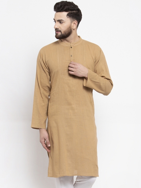 

Jompers Men Beige Solid Straight Kurta
