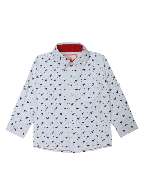 

612 league Boys White Regular Fit Printed Casual Shirt