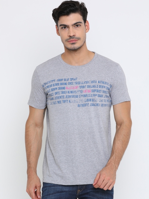 

Masculino Latino Men Grey Printed Round Neck T-shirt