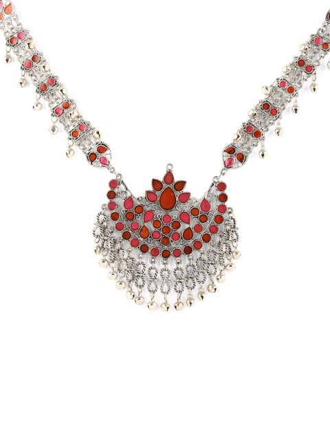 

Blush Me Pink Silver Traditional Statement Necklace