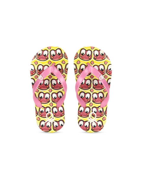 

United Colors of Benetton Boys Yellow & Pink Printed Thong Flip-Flops