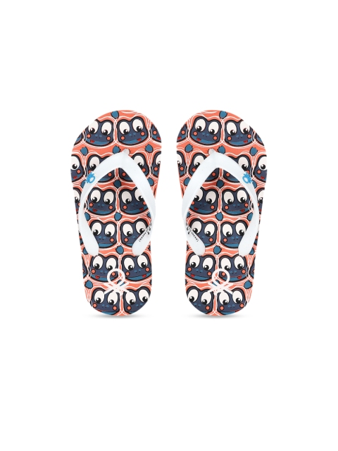 

United Colors of Benetton Boys Peach-Coloured & White Printed Thong Flip-Flops