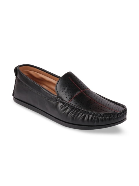 

FAUSTO Men Black Solid Lightweight Flexible Loafers