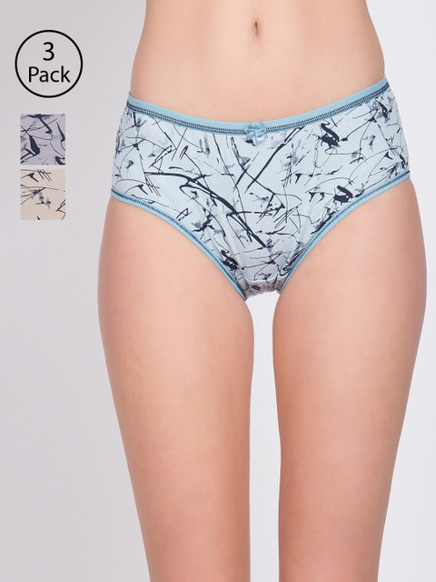 

Lady Lyka Women Pack of 3 Printed Hipster Briefs CATER-PILAR-5, Grey