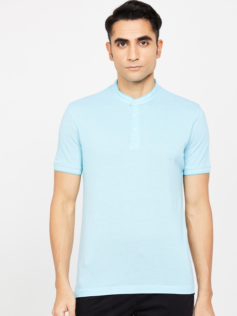 

CODE by Lifestyle Men Blue Solid Mandarin Collar T-shirt