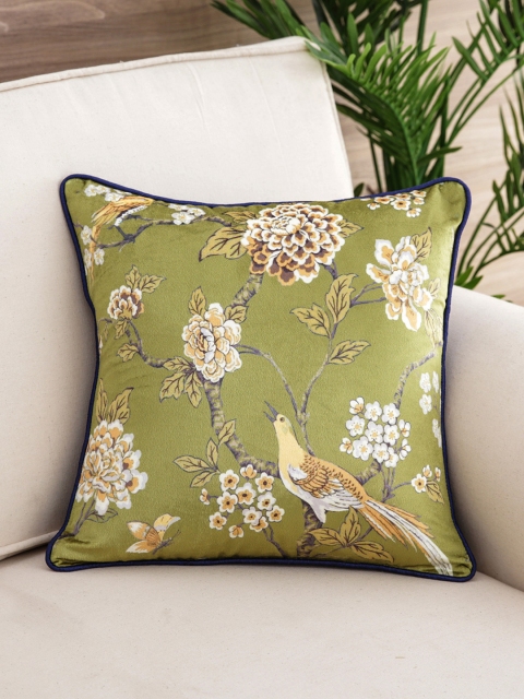 

Pure Home and Living Green & Yellow Floral Square Cushion Covers