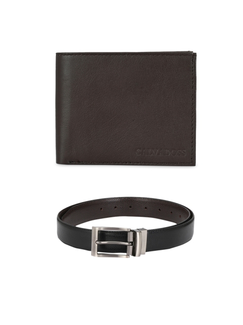 

Calvadoss Men Black & Brown Premium Belt & Wallet Gift Set