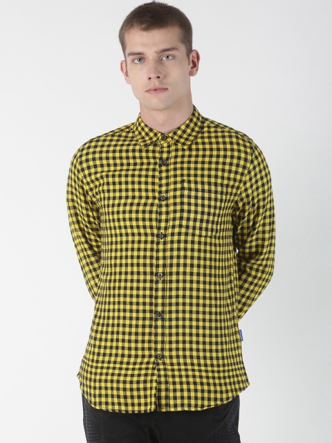

Blue Saint Men Yellow & Black Slim Fit Checked Casual Shirt