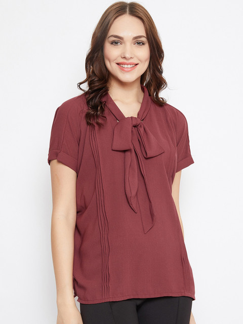

The Kaftan Company Women Rust Brown Solid Top
