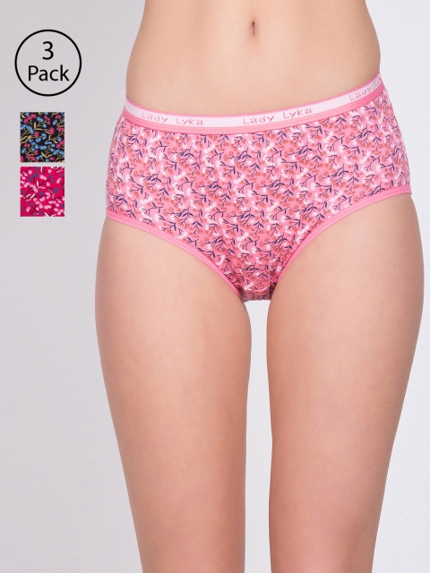 

Lady Lyka Women Pack Of 3 Printed Hipster Briefs VANITY-FAIR-4, Pink