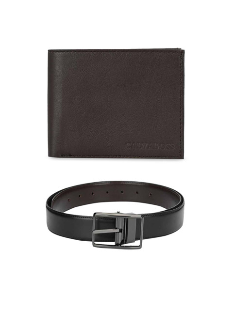 

Calvadoss Men Black & Brown Premium Belt & Wallet Gift Set