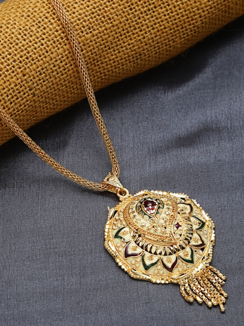 

ZeroKaata Gold-Plated Floral Motif Handcrafted Pendant with Chain