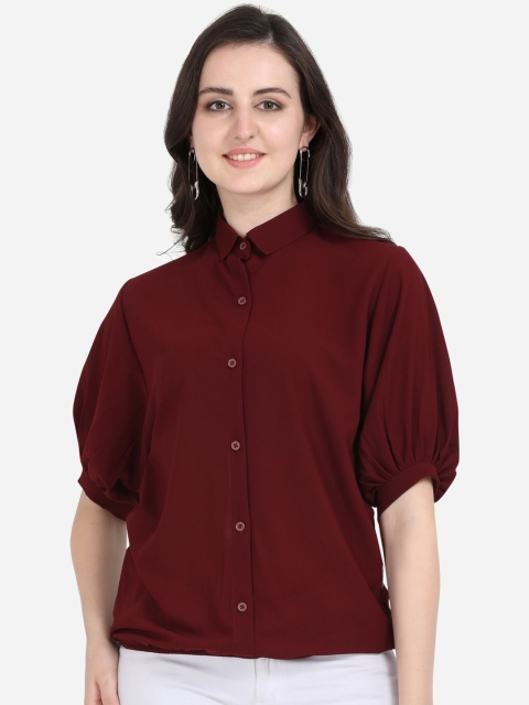 

Yuvraah Women Maroon Regular Fit Solid Casual Shirt