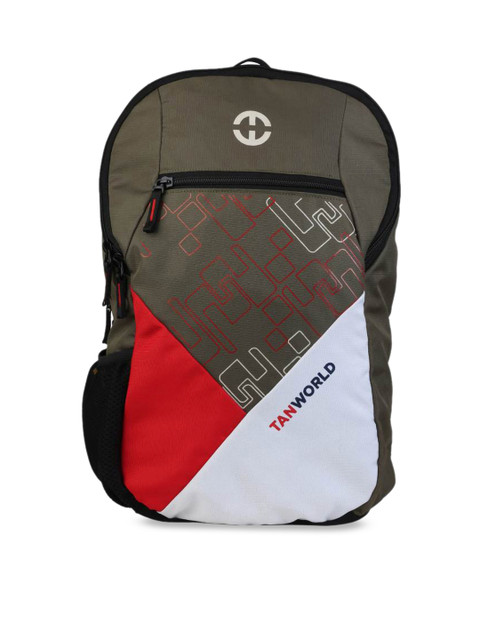 

TAN WORLD Unisex Brown & Red Colourblocked Laptop Backpack