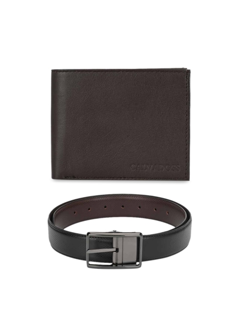 

Calvadoss Men Black & Brown Premium Belt & Wallet Gift Set