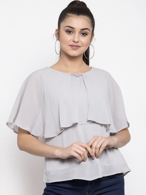 

Global Republic Women Grey Solid A-Line Top