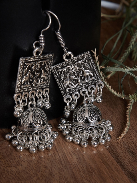 

ZeroKaata German Silver Dome Shaped Jhumkas