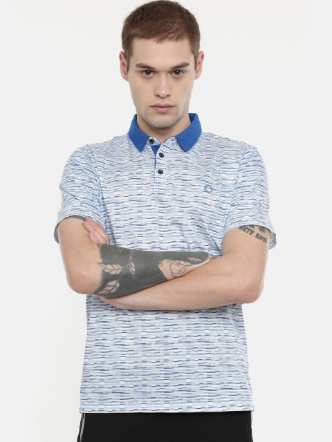 

Proline Active Men Blue Printed Polo Collar Pure Cotton T-shirt