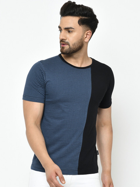 

Rigo Men Blue Colourblocked Round Neck T-shirt