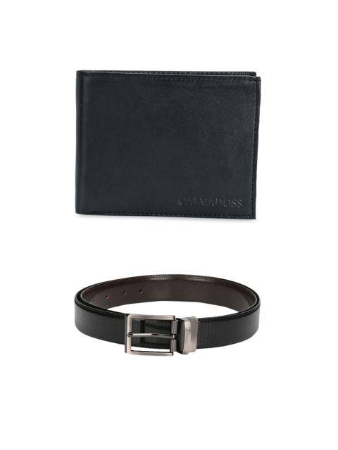 

Calvadoss Men Black & Brown Premium Belt & Wallet Gift Set