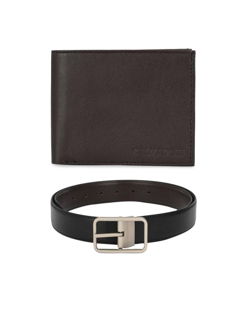 

Calvadoss Men Black & Brown Premium Belt and Wallet Gift Set