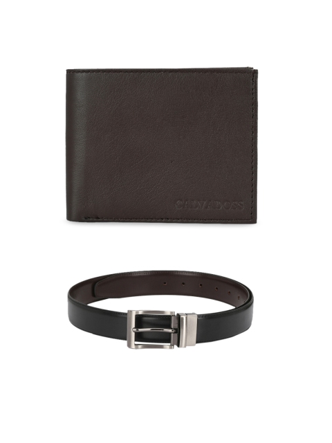 

Calvadoss Men Black & Brown Premium Belt & Wallet Gift Set