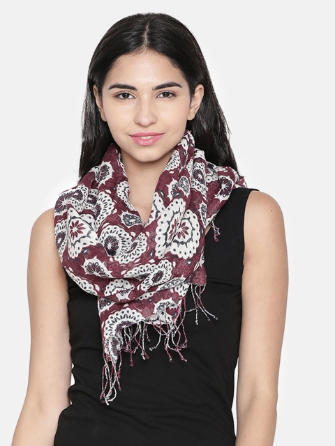 

Linen Club Women Maroon & Off-White Printed Linen Stole
