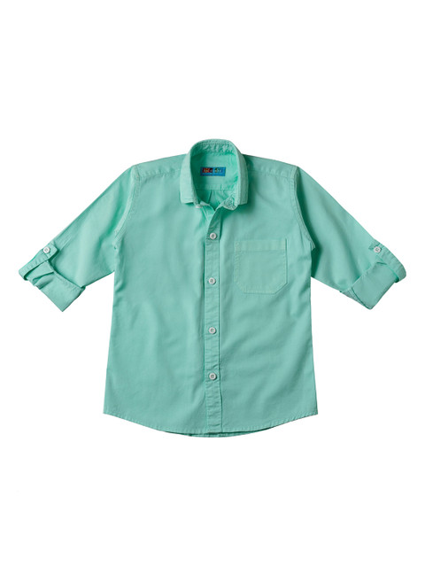 

Kid Studio Boys Sea Green Comfort Regular Fit Solid Casual Shirt