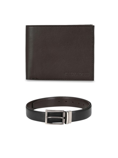 

Calvadoss Men Black & Brown Premium Belt & Wallet Gift Set
