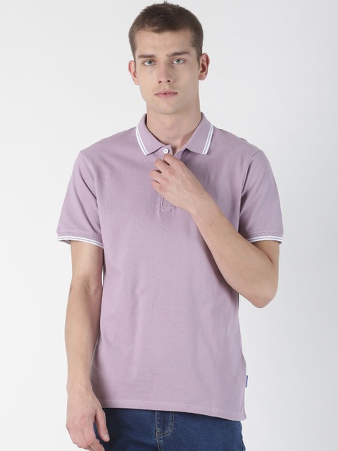

Blue Saint Men Purple Solid Polo Collar T-shirt