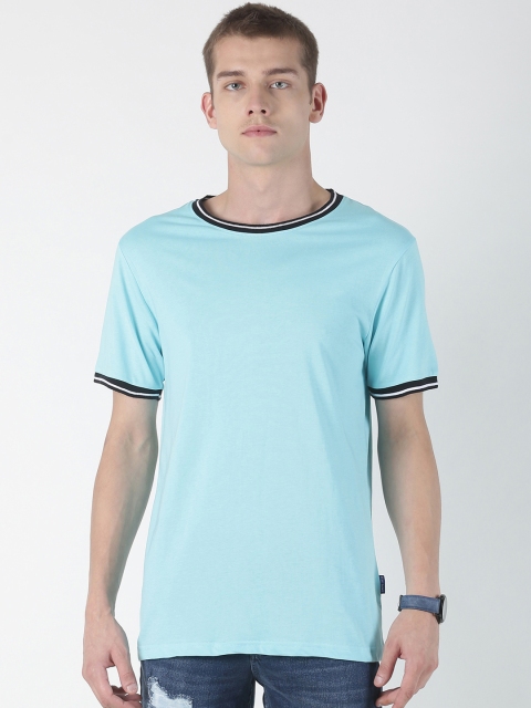 

Blue Saint Men Turquoise Blue Solid Round Neck T-shirt