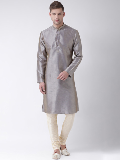 

TABARD Men Blue & Cream-Coloured Woven Design Kurta with Churidar