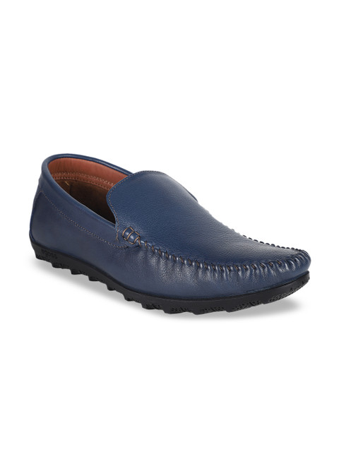 

Egoss Men Blue Solid Leather Loafers