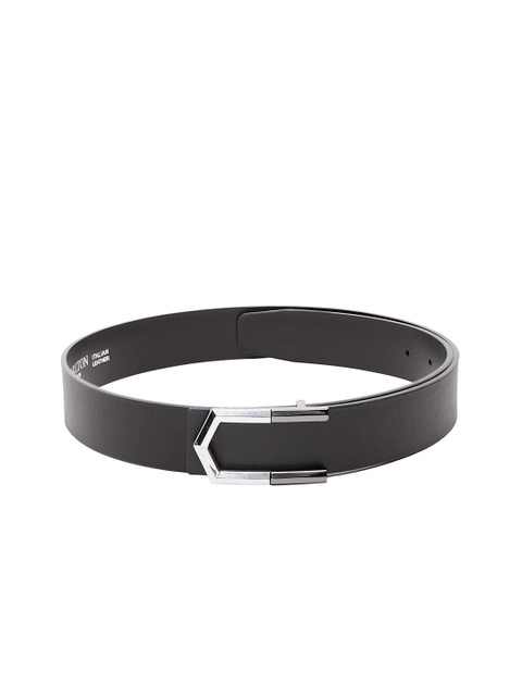 

Carlton London Men Black Textured Leather Belt