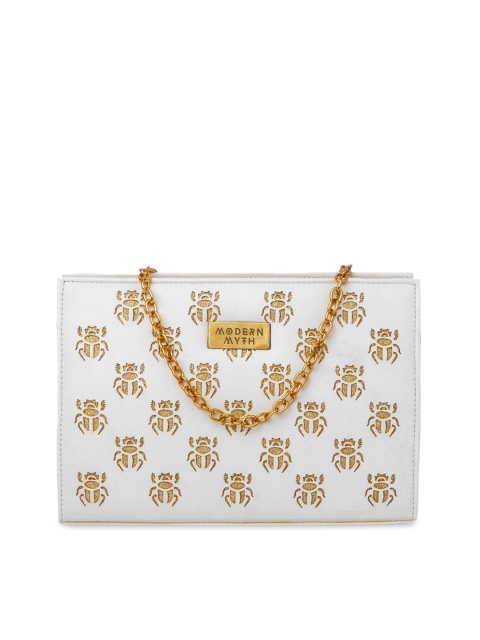 

MODERN MYTH White & Gold-Toned Embellished Sling Bag