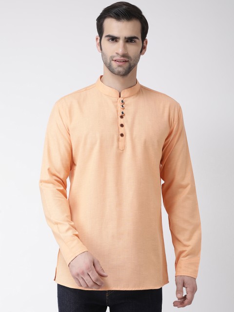

SG LEMAN Men Orange Solid Straight Kurta