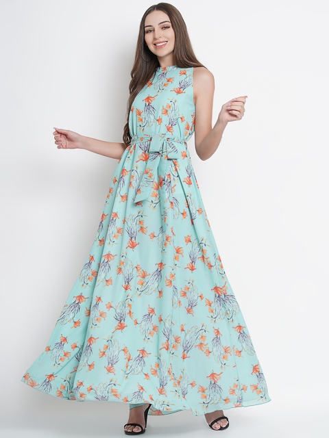 

Lady Stark Women Blue & Orange Printed Maxi Dress