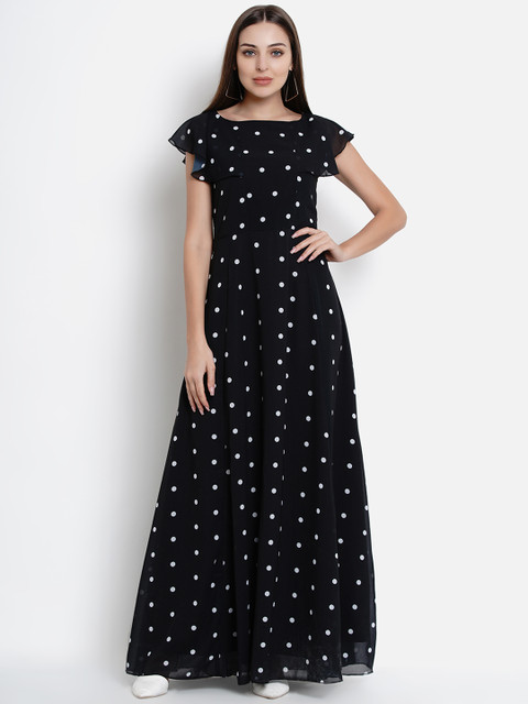 

Lady Stark Women Black & White Printed Maxi Dress