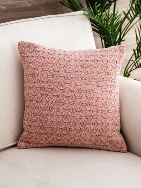

Pure Home and Living Pink Self Design Square Cushion Cover
