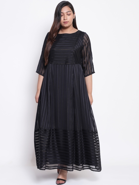 

Amydus Women Black Striped Maxi Dress