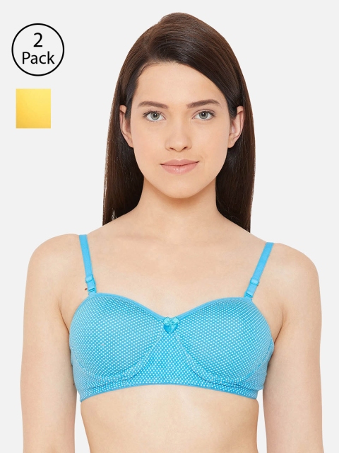 

Lady Lyka Pack of 2 Printed Non-Wired Lightly Padded T-shirt Bra BREEZE-YLW-COSTA-002-SKY, Yellow