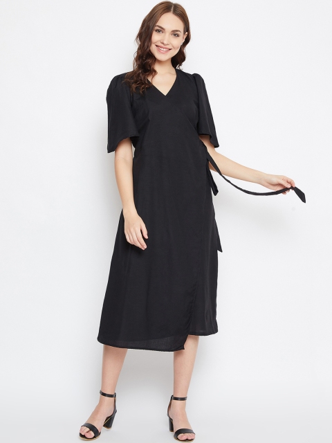 

The Kaftan Company Women Black Solid Wrap Dress