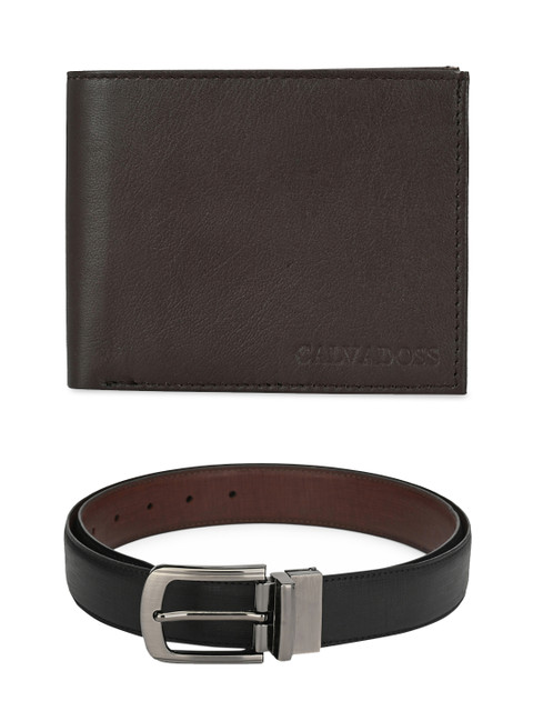 

Calvadoss Men Brown & Black Premium Belt & Wallet Accessory Gift Set