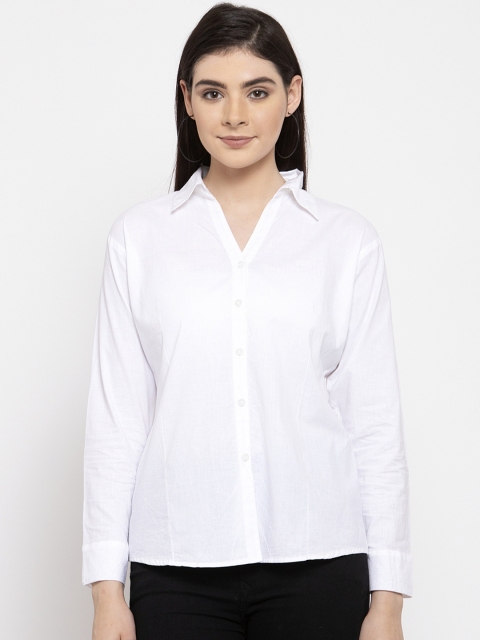 

VOXATI Women White Slim Fit Solid Formal Shirt