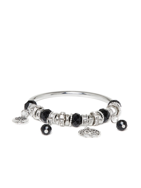 

ZeroKaata Black & Silver-Toned Handcrafted Tree Charm Bracelet