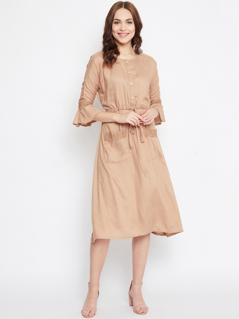 

The Kaftan Company Women Beige Solid Fit and Flare Dress