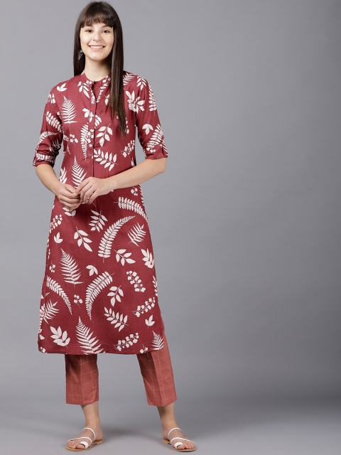 

Vishudh Women Rust Brown Printed Kurta with Trousers